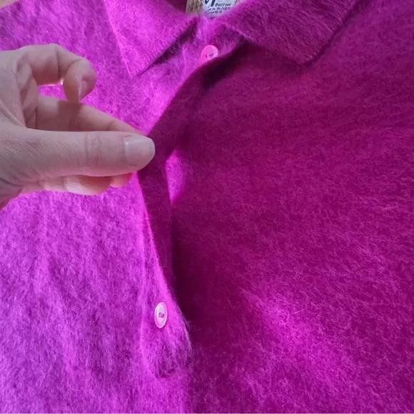Vintage Angora Rabbit Hair & Lambswool 3/4 Sleeve Purple Sweater College Town - Picture 5 of 10